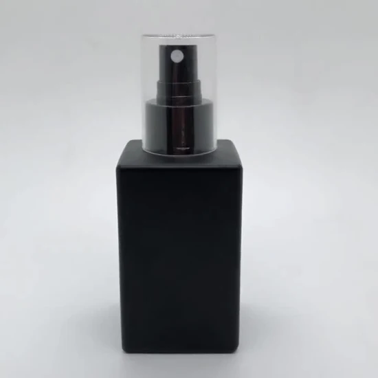 Flacon vaporisateur en verre carré vide de 120 ml de parfum noir mat